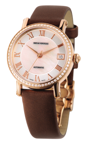 <em>海鸥</em>719.387<em>女款</em>贝母镶嵌日历机械<em>腕表</em>_万表