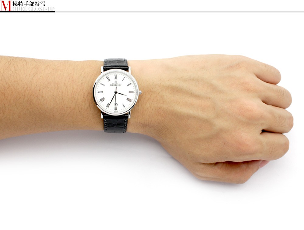 赫柏林-Classic Gents系列 12443/S01 男士石英表手模特写
